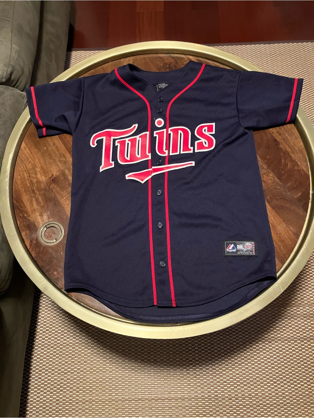 Minnesota Twins Youth Jersey Size Large 12-14 Joe Mauer #7 Majestic Red Blue